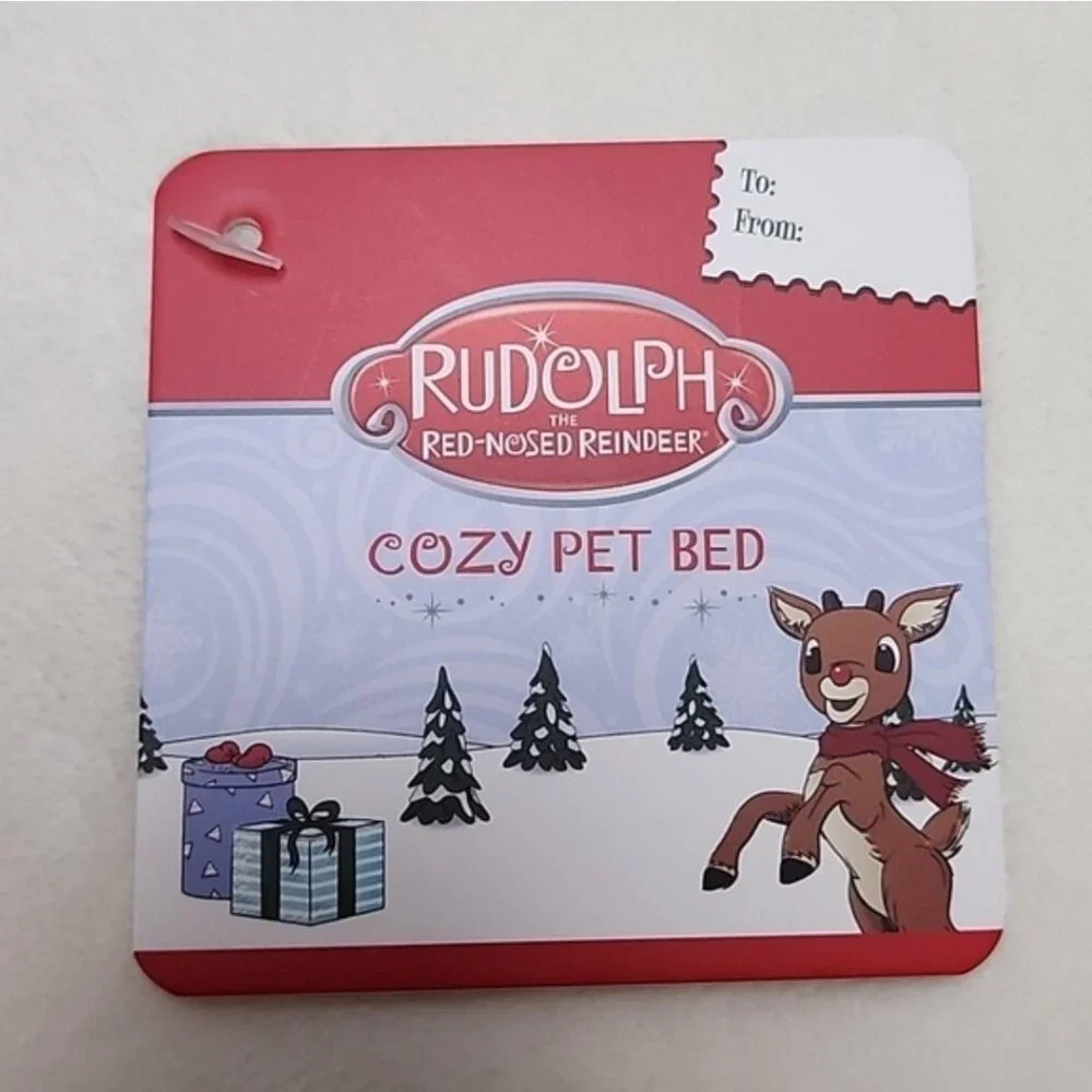 Offical Rudolph The Red Nosed Reindeer Pet Cat Dog Bed NWT Grey White Brown Red
